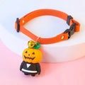 Halloween dog collar with luminous pumpkin man design in adjustable polyester construction