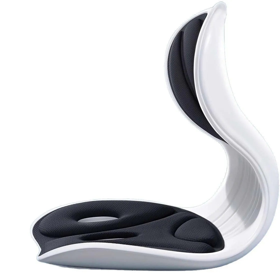Solid colour grey and black lumbar support seat cushion for back comfort.