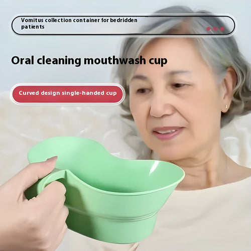 Green plastic gargle cup for bedridden patient nursing care