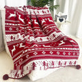 Personalised Christmas blanket with festive snowflake or reindeer pattern in acrylic fabric
