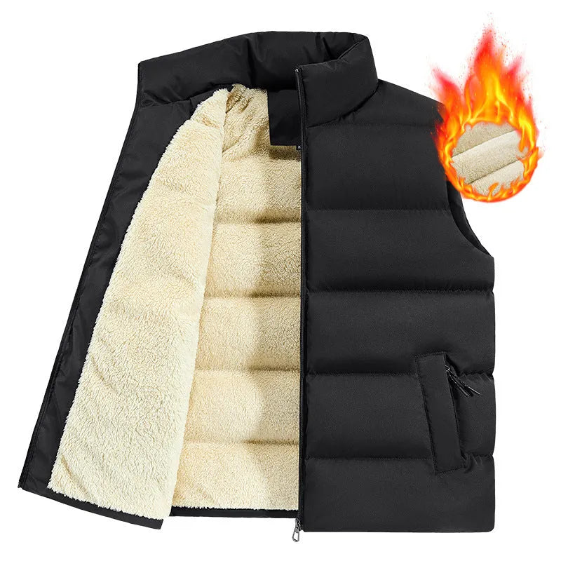 Men's striped lambswool sleeveless vest in black, dark blue, or red colours