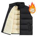 Men's striped lambswool sleeveless vest in black, dark blue, or red colours