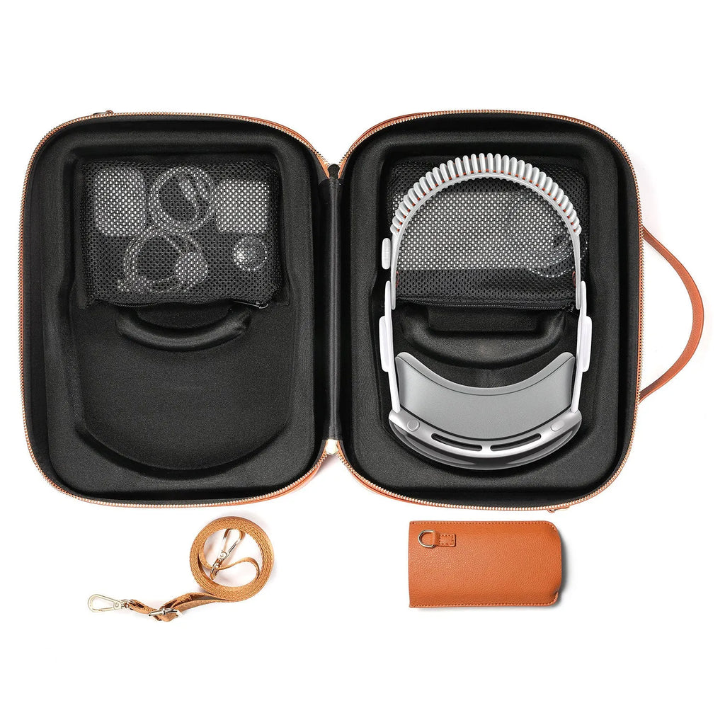 Black Superfiber MR glasses storage box for Apple Vision Pro headset protection.