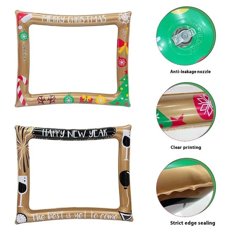 Christmas-themed inflatable PVC photo frame for party decorations and group photography