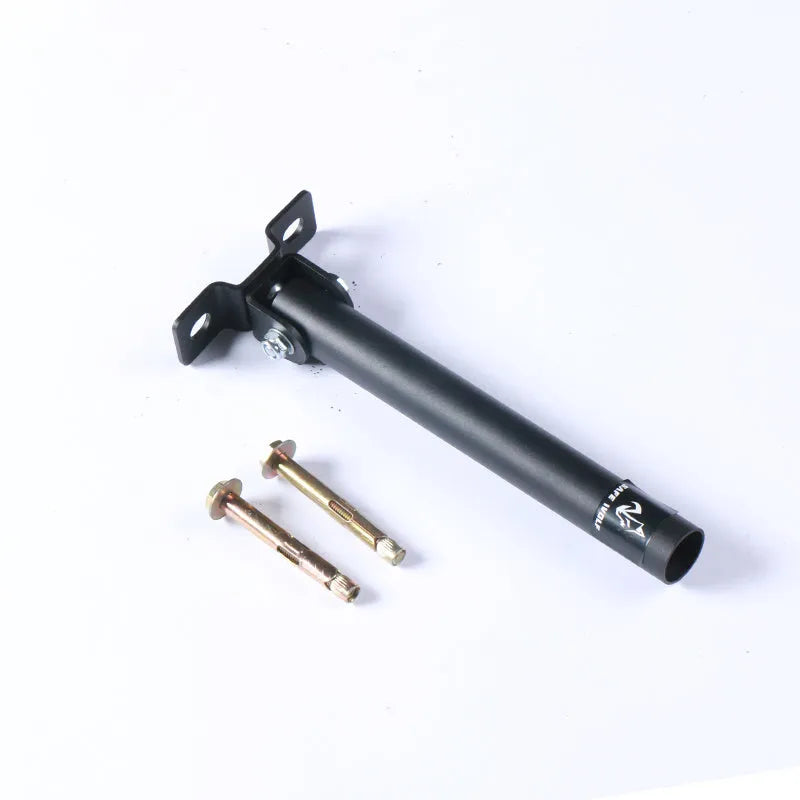 Steel wall-mounted barbell rod rack holding 25 tubes vertically.