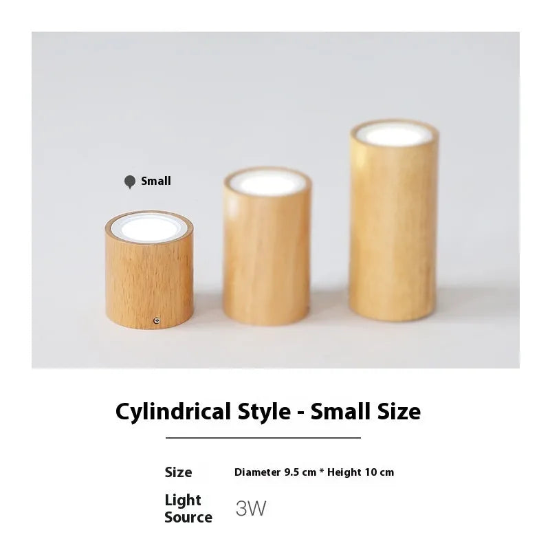 Solid wood surface mounted downlight in wood colour with square or round design options