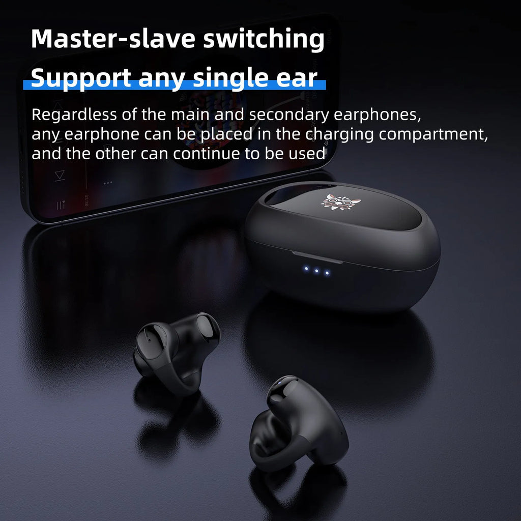 T306 black and white Bluetooth gaming headset with ear hook design for sport and e-sports
