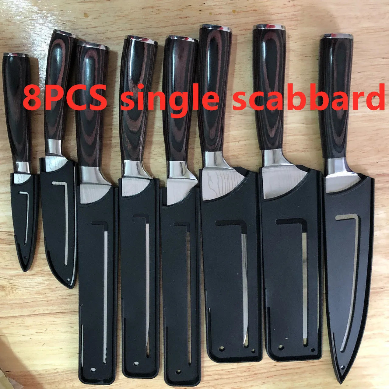 30cm chef knife with Damascus pattern blade and colour steel handle