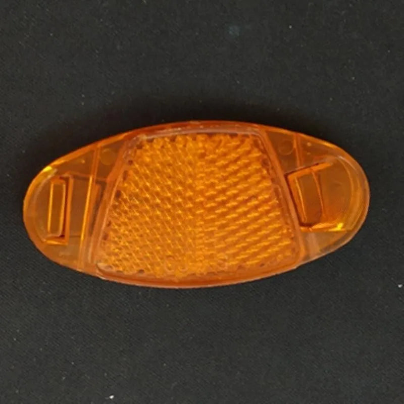 White and yellow plastic bicycle spoke reflector for front and rear wheel safety