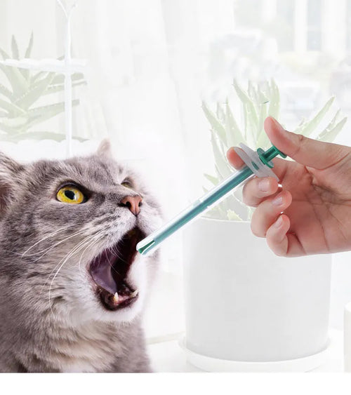 Two silicone pet pill shooters for administering tablets and capsules to cats and dogs