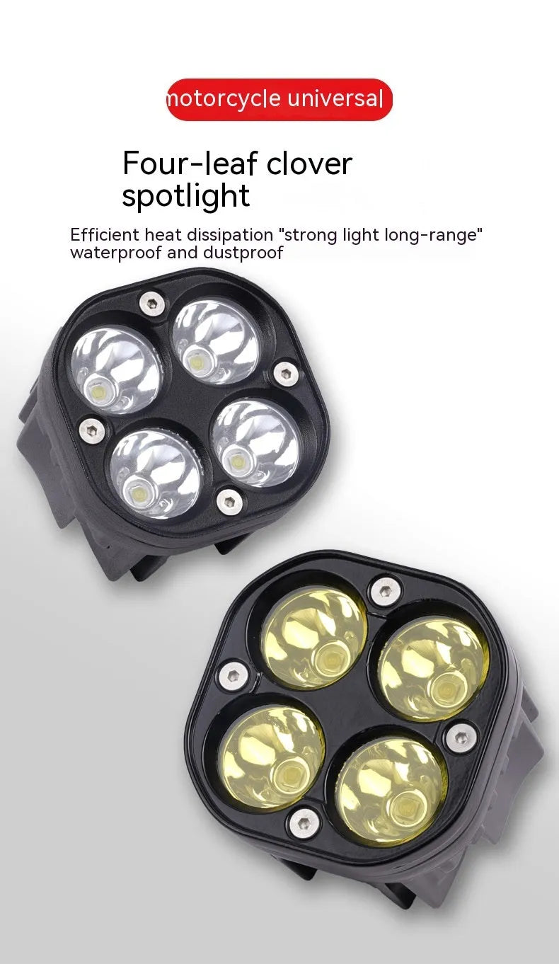 Four-eye headlight conversion kit with aluminium base plate for motorcycle car modification