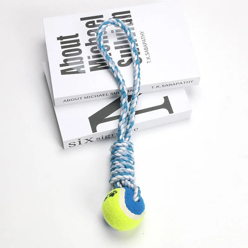 38 cm cotton braided dog tug rope toy in red and white colour pattern