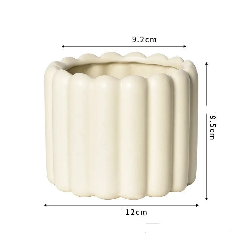 Roman column matte yellow ceramic flowerpot for indoor plants