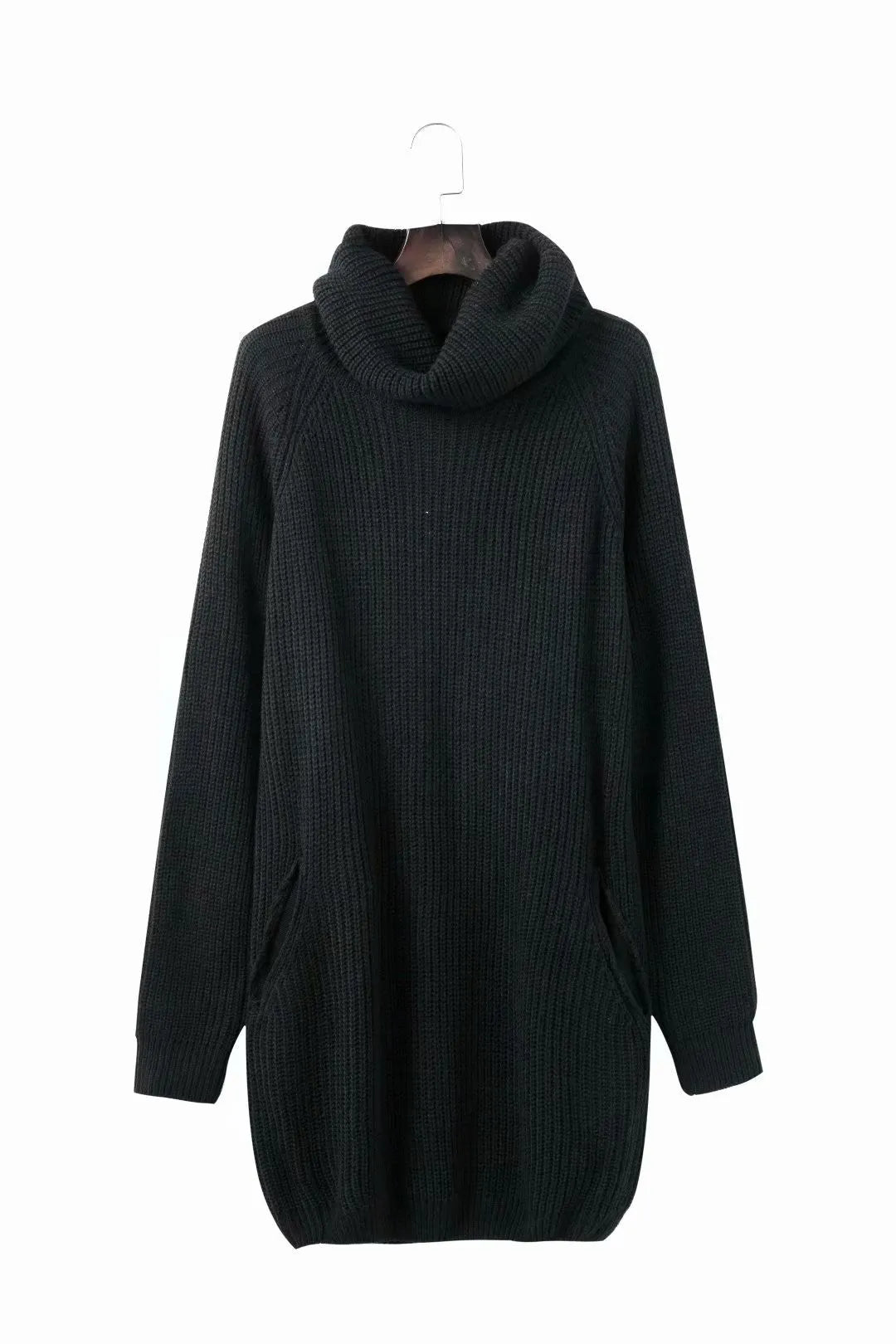 Mid-length imitation cashmere sweater with lapel collar and pockets in yellow, black, or apricot