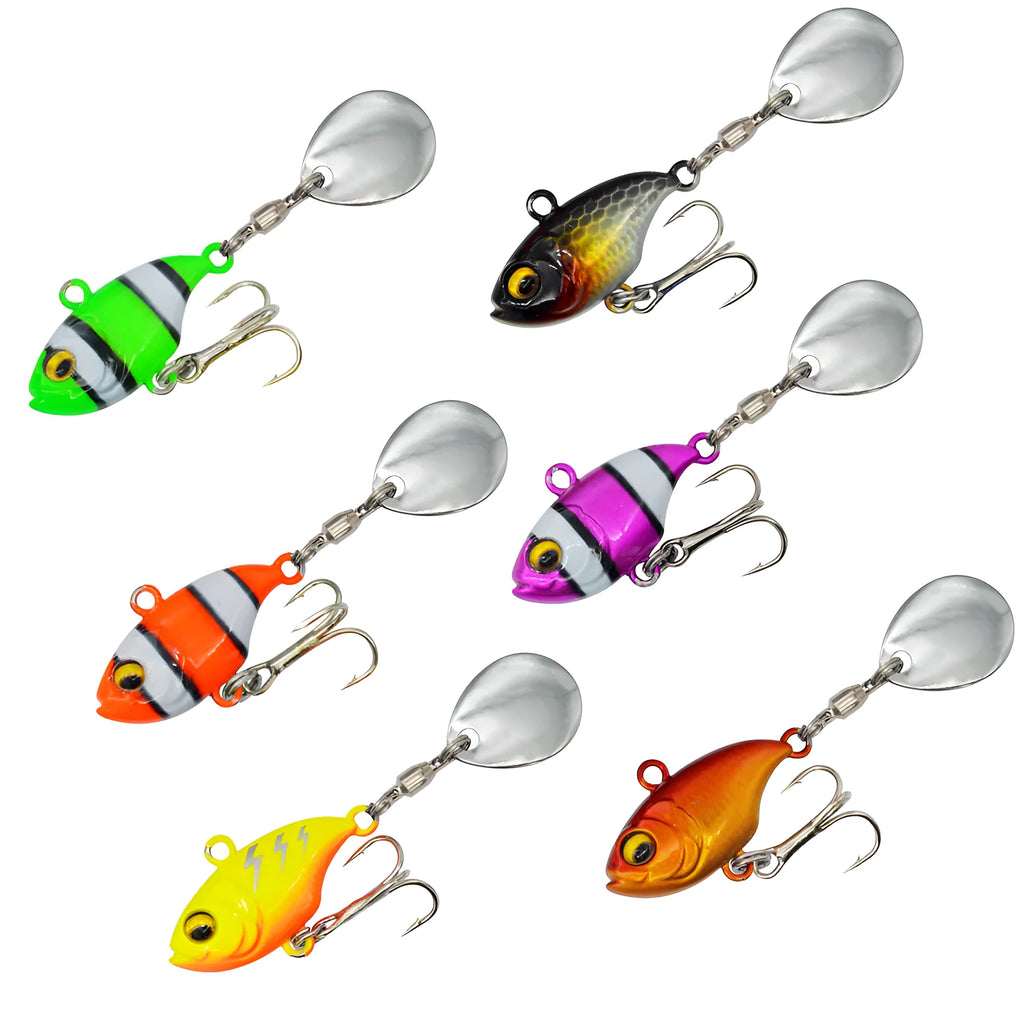 Metal sea fishing lure with rotating iron plate and sequins in gold colour option