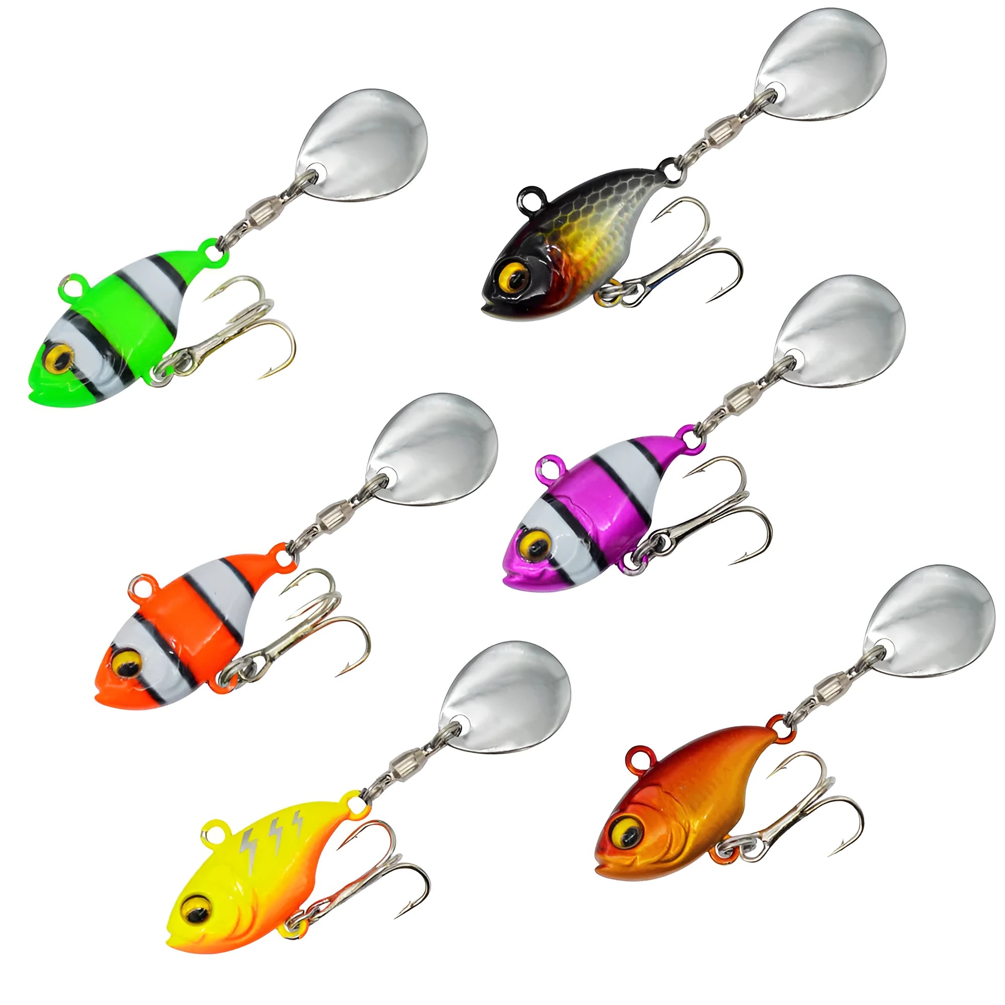 Metal sea fishing lure with rotating iron plate and sequins in gold colour option