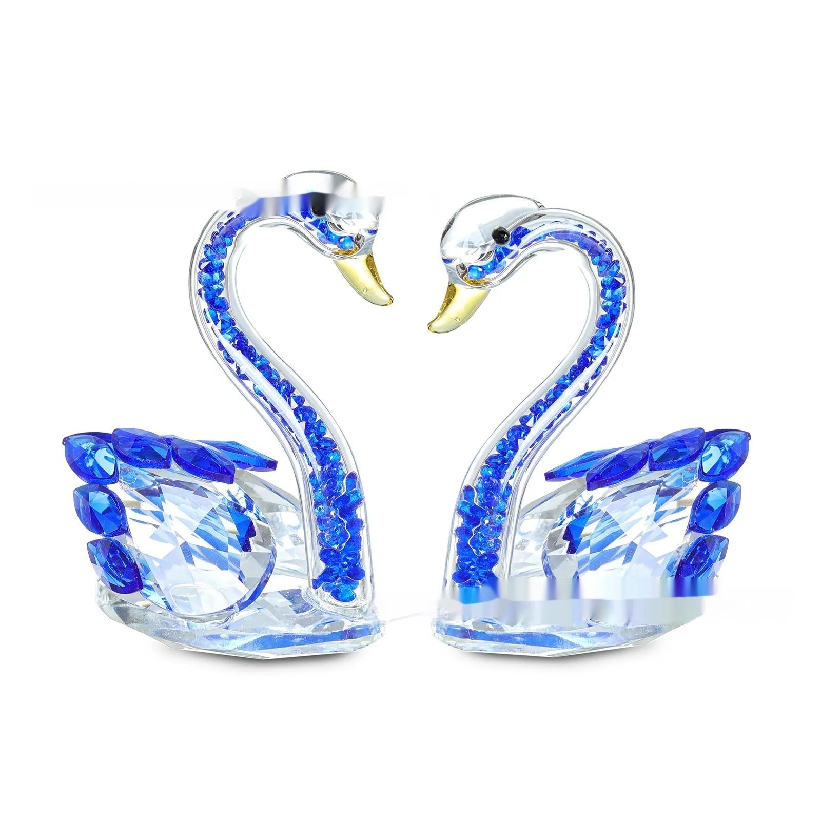 White crystal swan desktop ornament in red, blue, pink, or violet, showing solid head and empty pipe styles.