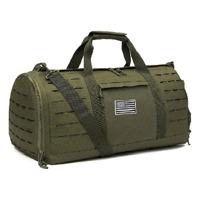 Men's khaki waterproof Oxford cloth sports handbag with air pillow belt, 56cm capacity