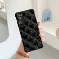 Silicone diamond pattern phone case for Huawei models in black, green, pink or white.