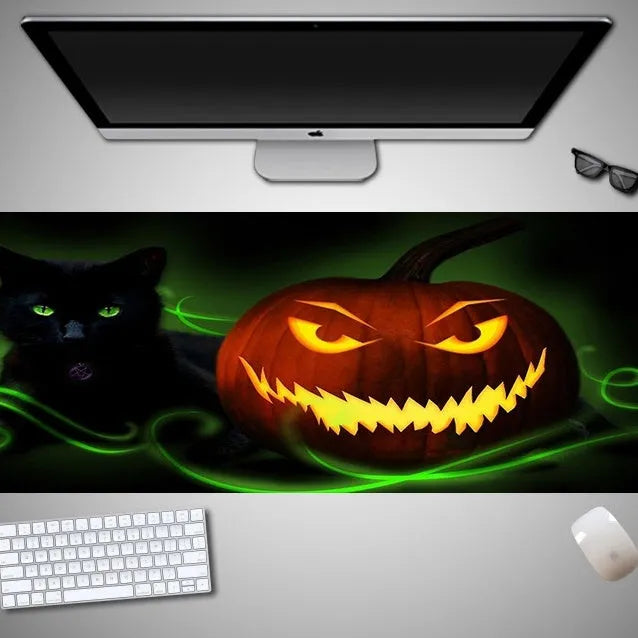 Halloween oversized computer mouse pad with non-slip rubber cloth backing in large dimensions