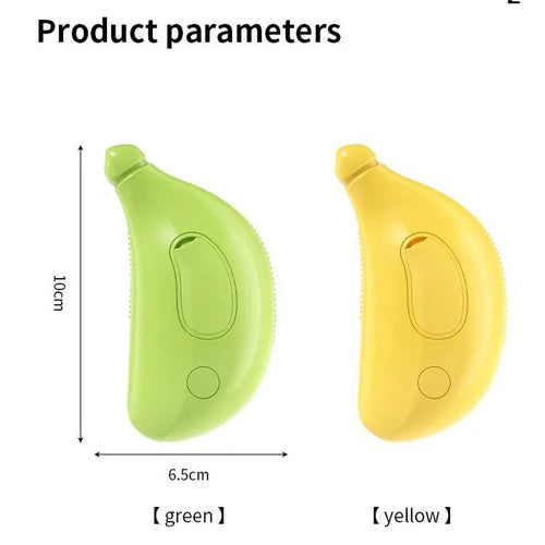 Rechargeable cat steam brush with massage function in green or yellow colour