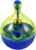 Interactive pet treat dispenser tumbler ball for dogs and cats showing 14cm size scale