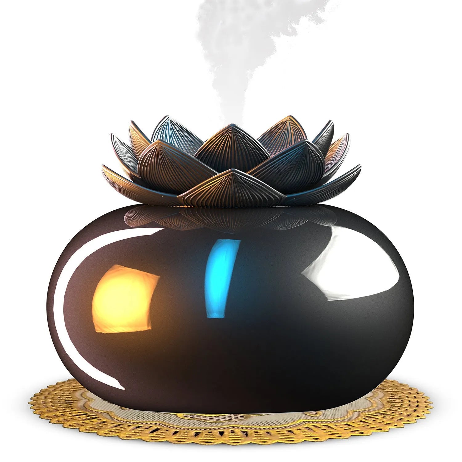 Pure black USB-powered aromatherapy humidifier with round design and ultrasonic mist output