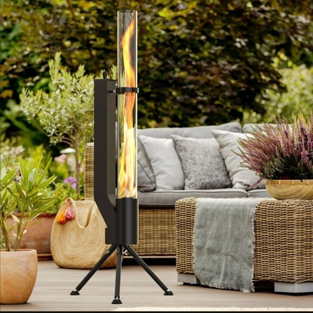 Vertical iron wood burning rocket furnace heating stove for courtyard and garden outdoor heating