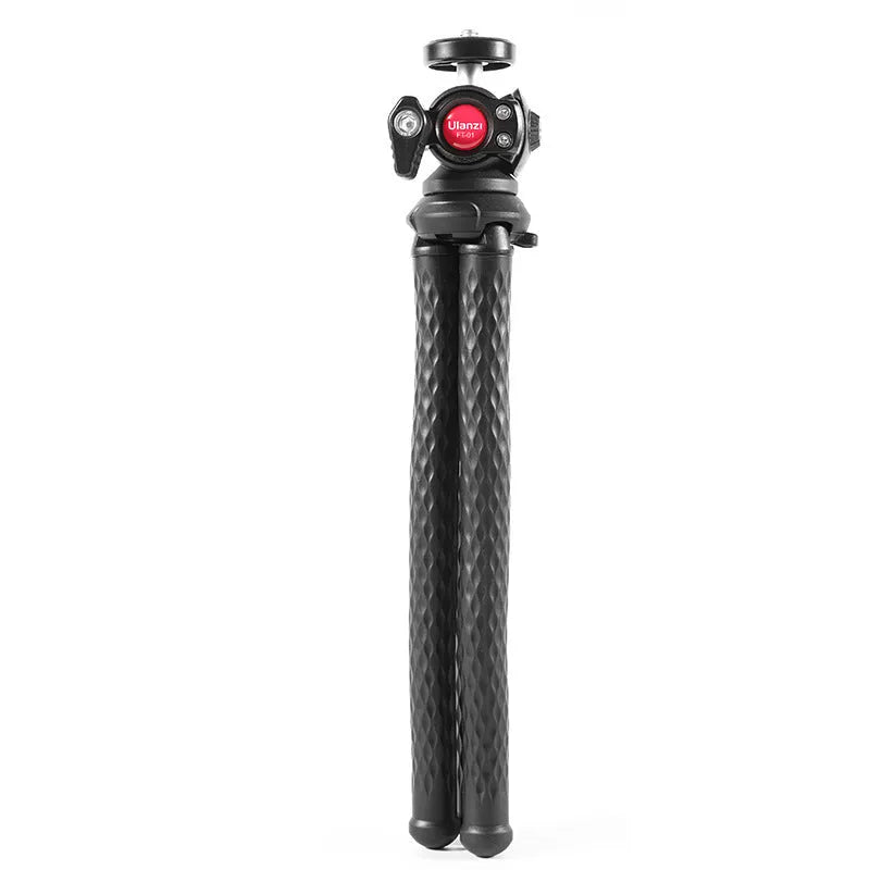 Black octopus-style aluminium alloy tripod with phone clip extended to 360mm length.