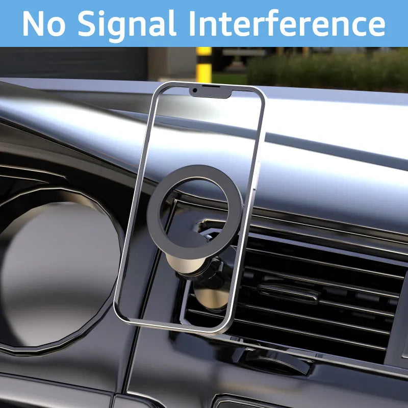 Black magnetic suction car air outlet phone holder with O-ring bracket