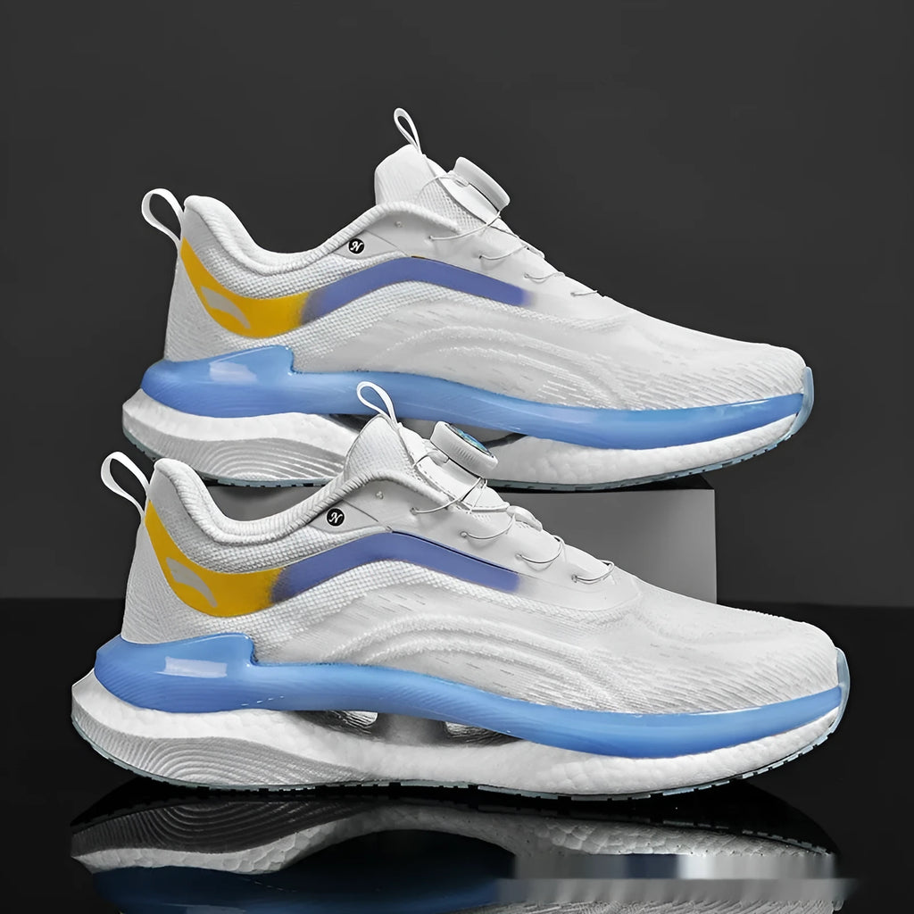 Men's high-top breathable running shoes with buckle closure in cotton candy colour