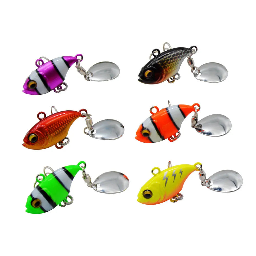 Metal sea fishing lure with rotating iron plate and sequins in gold colour option
