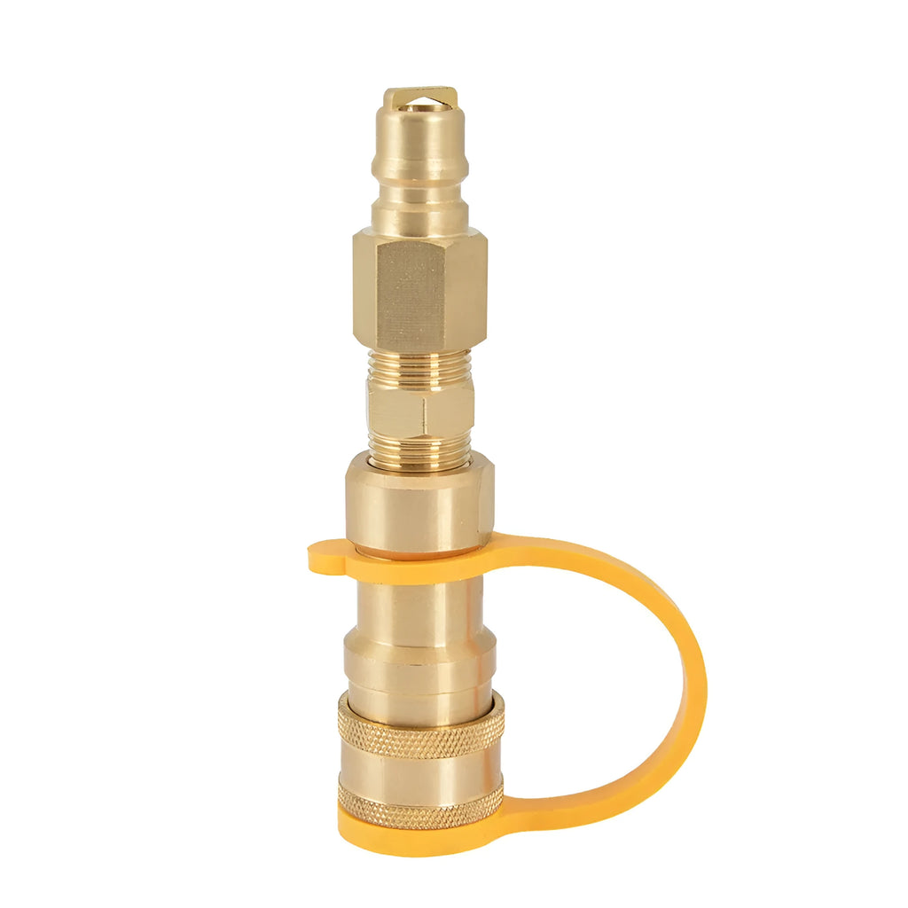 Brass gas propane conversion charging connector with 3/8 tank connection and American standard thread