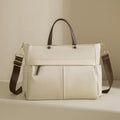 Portable oxford cloth laptop briefcase for women in elegant black with contrast stitching and large capacity.