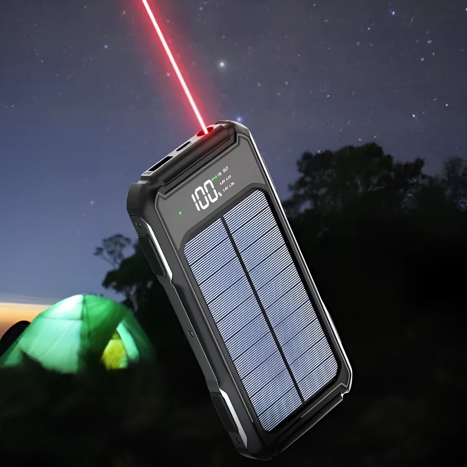 Military grade power bank in black, green, or orange showing front and side with capacity labels.