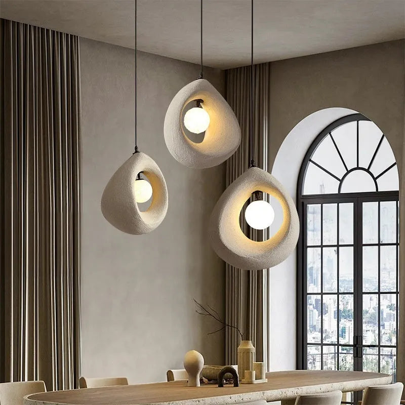 Modern retro pendant chandelier with cylindrical milk white lampshade