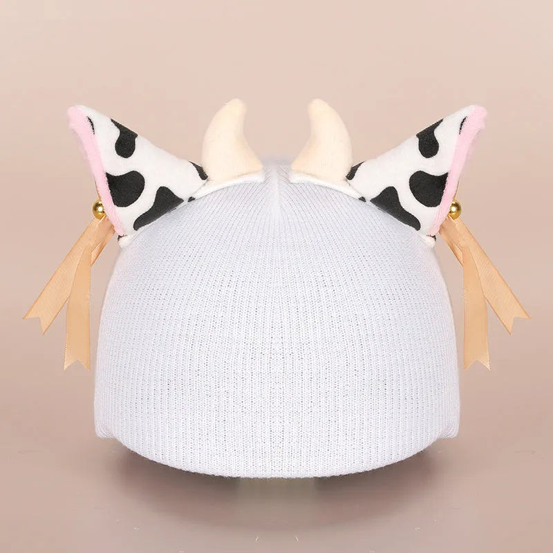 Plush fabric ski helmet decoration with cartoon design for winter gear customisation