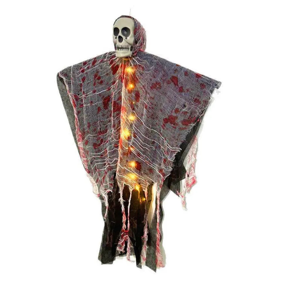Blood-dyed luminous plastic skull hanging ghost Halloween decoration with glow-in-the-dark properties