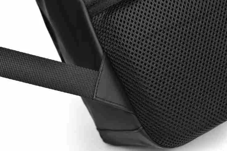 Men's waterproof backpack in black colour made from PU leather with large capacity design