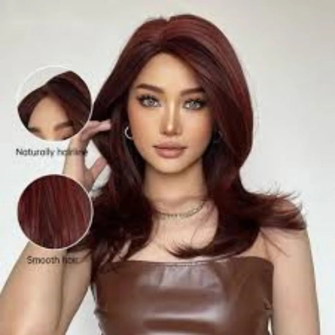 Mid-length platinum gradient colour wig with long curly hairstyle and bangs