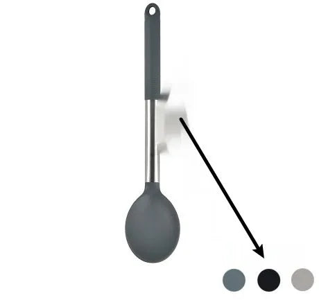 Silicone kitchenware 12 piece set with utensils and rotating storage bucket in black, grey, or khaki