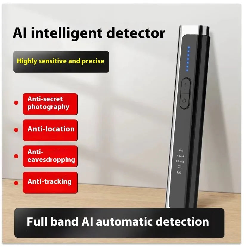 Black and silver Signal Search anti spy camera detector showing 160mm length