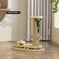 Solid wood cat turntable scratching post with oval mushroom design and natural finish for indoor climbing