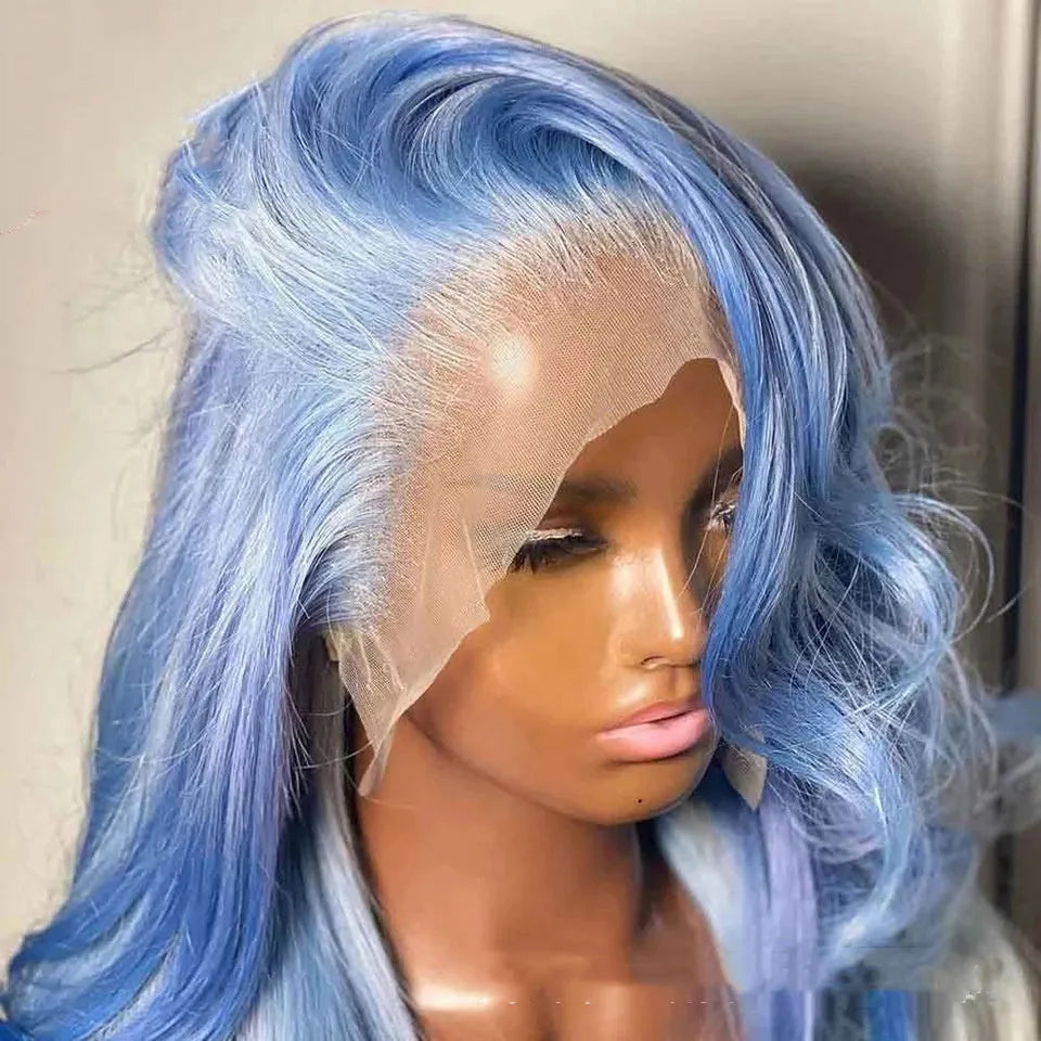 Real human hair body wave lace front wig with transparent lace frontal showing natural hairline