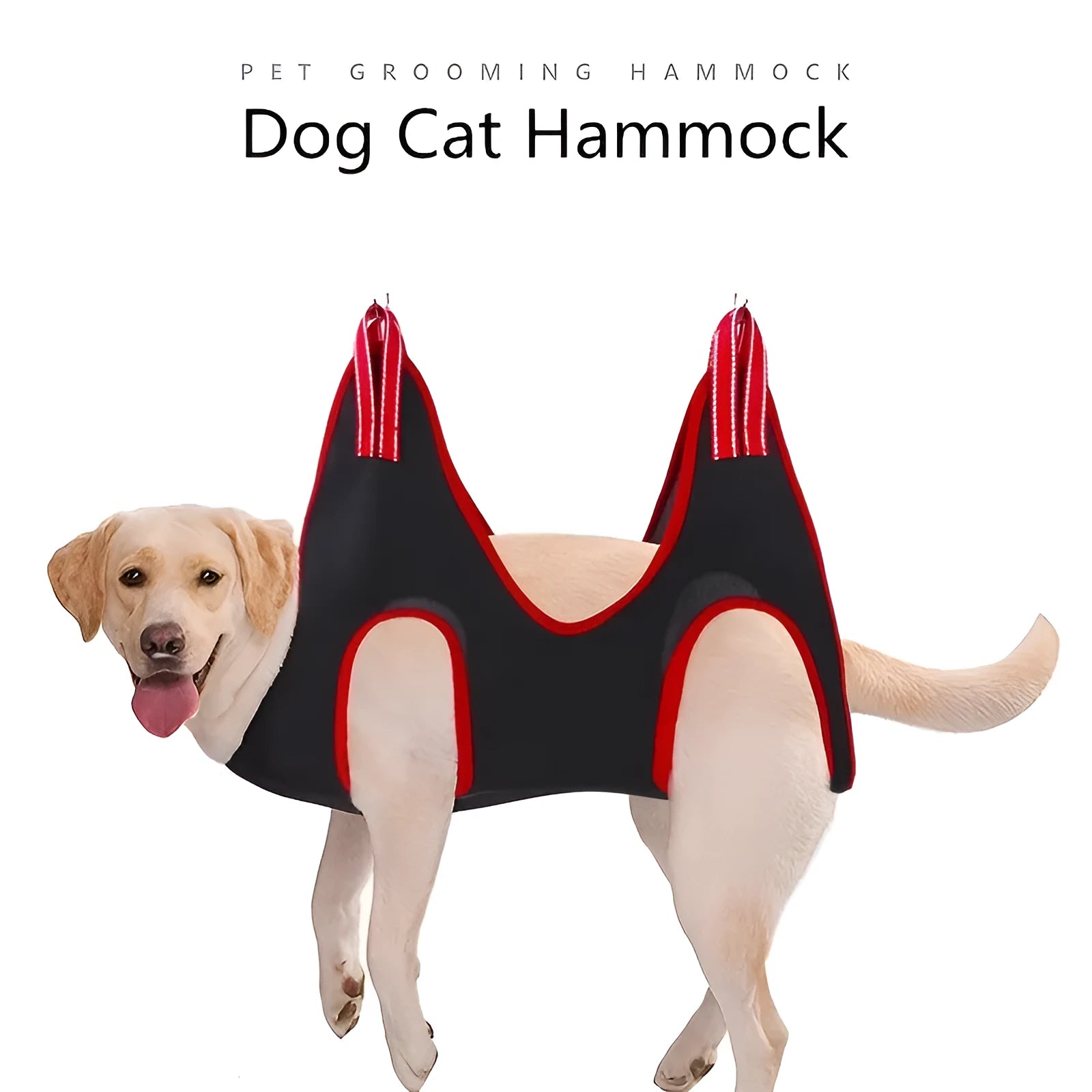 Pet grooming restraint hammock bag hanging system for nail trimming and bathing in four sizes