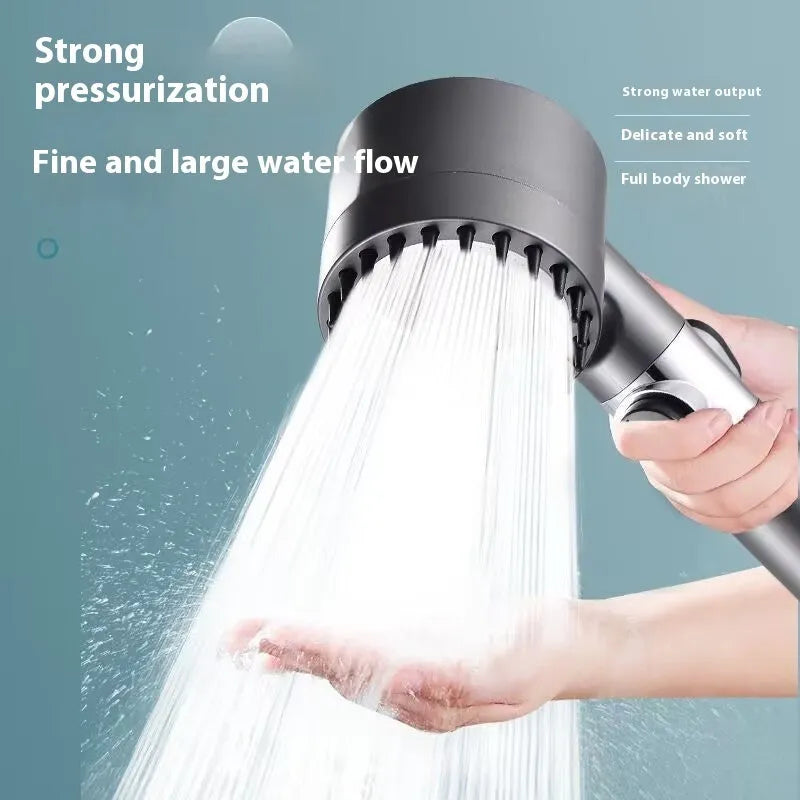 Strong Boost portable bathroom shower head with three-speed adjustment and ABS plastic body.