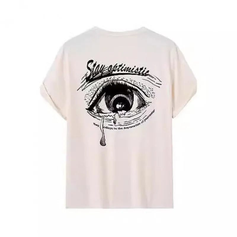 Men's printed street short-sleeved sports t-shirt showing digital pattern on polyester fabric