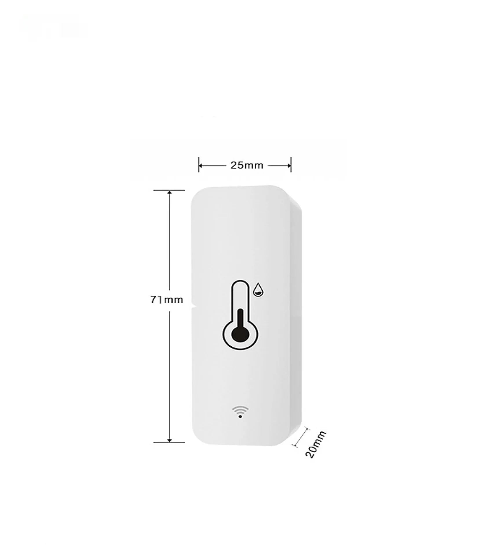 White WiFi and Zigbee smart temperature and humidity sensor on a table