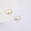 Geometric triangle birthstone horse eye zircon ring with gold electroplated finish