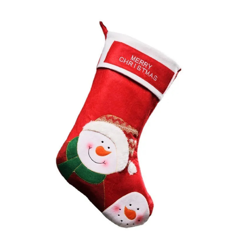 Christmas candy bag socks pendant in non-woven fabric with Elk, Old Man and Snowman designs